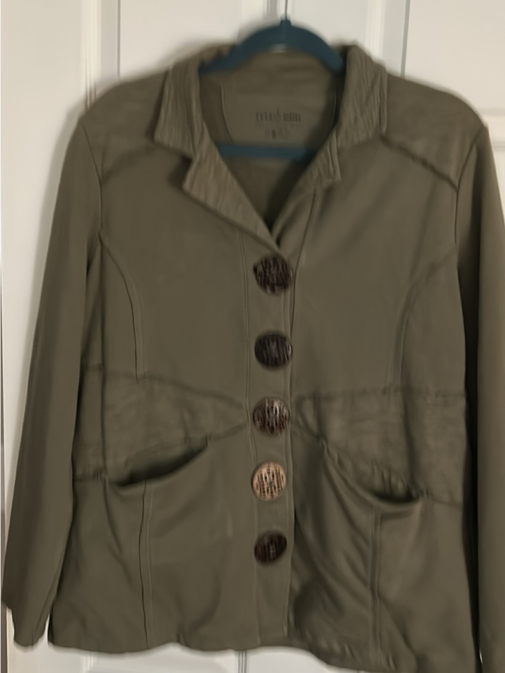 Neon Buddha Olive Button-Front Blazer Jacket
